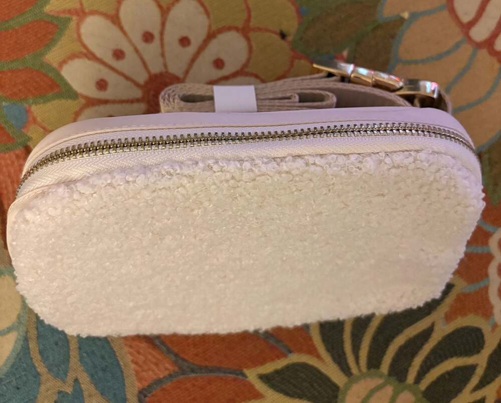 Sherpa Fleece Belt Bag with Gold Hardware and Adjustable Strap